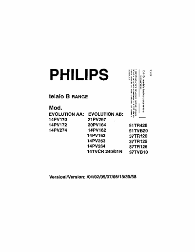 Philips 14PV170 PHILIPS 14PV170 14PV172 14PV274 21PV267 20PV164 14PV162 14PV